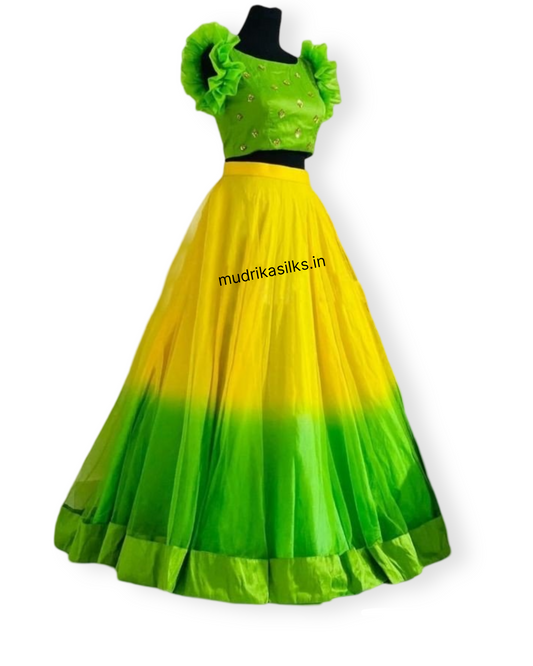 Rawsilk and net lehenga