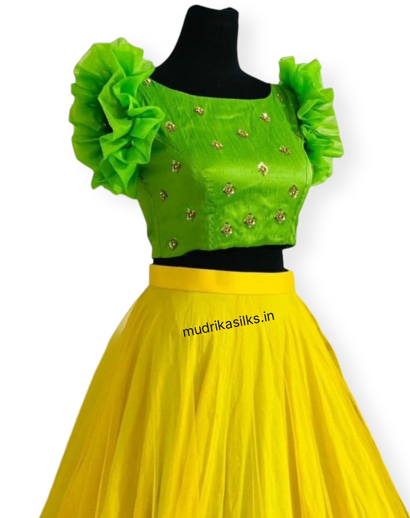 Rawsilk and net lehenga