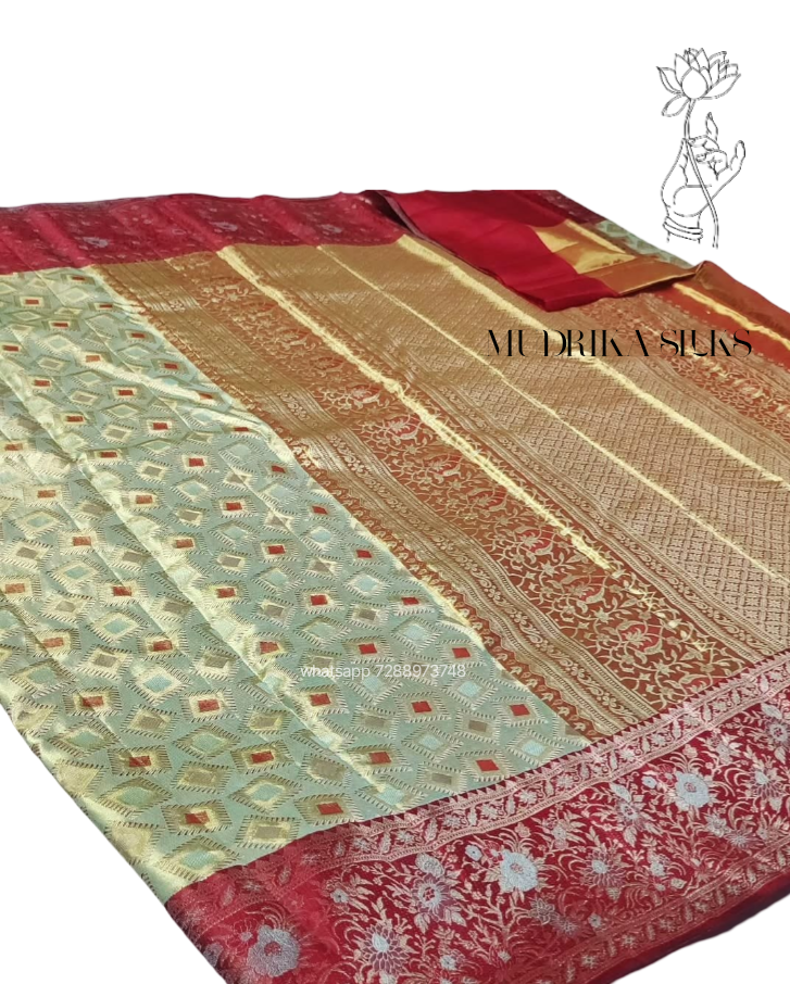 Kanchipattu sarees with geometric design