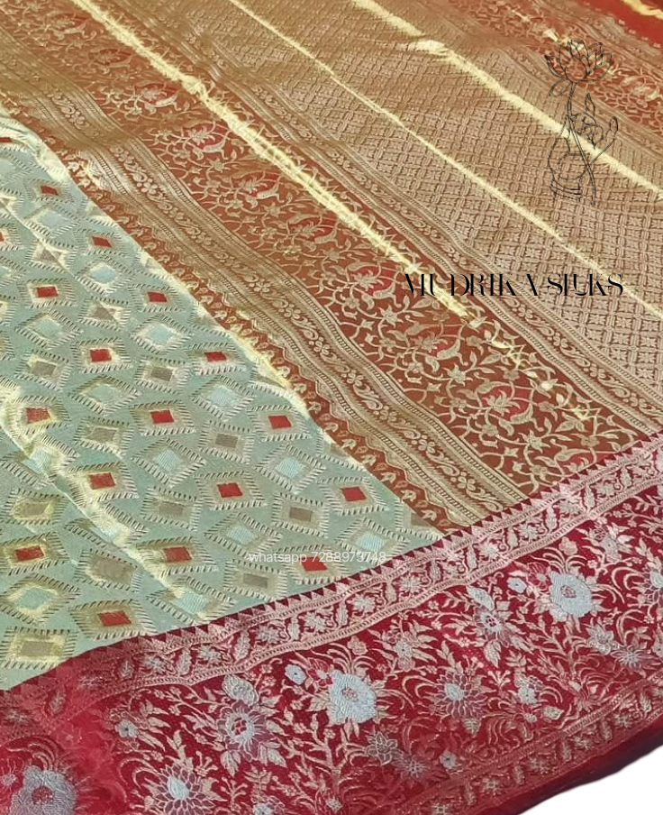 Kanchipattu sarees with geometric design