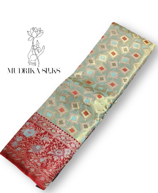 Kanchipattu sarees with geometric design