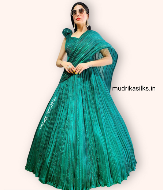 Bottle green reception gown