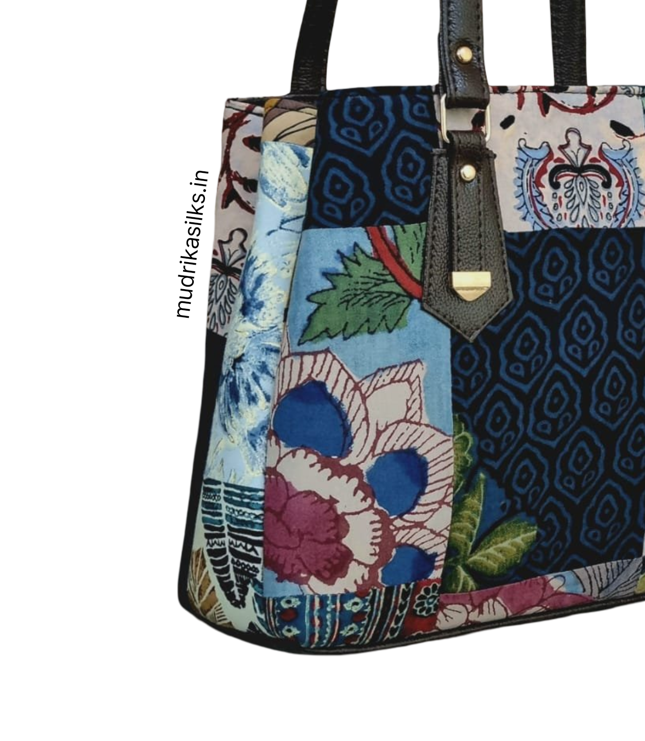 Kalamkari style printed tote handbag