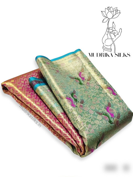 Tissue Kanchipattu Saree with Geometric Patterns