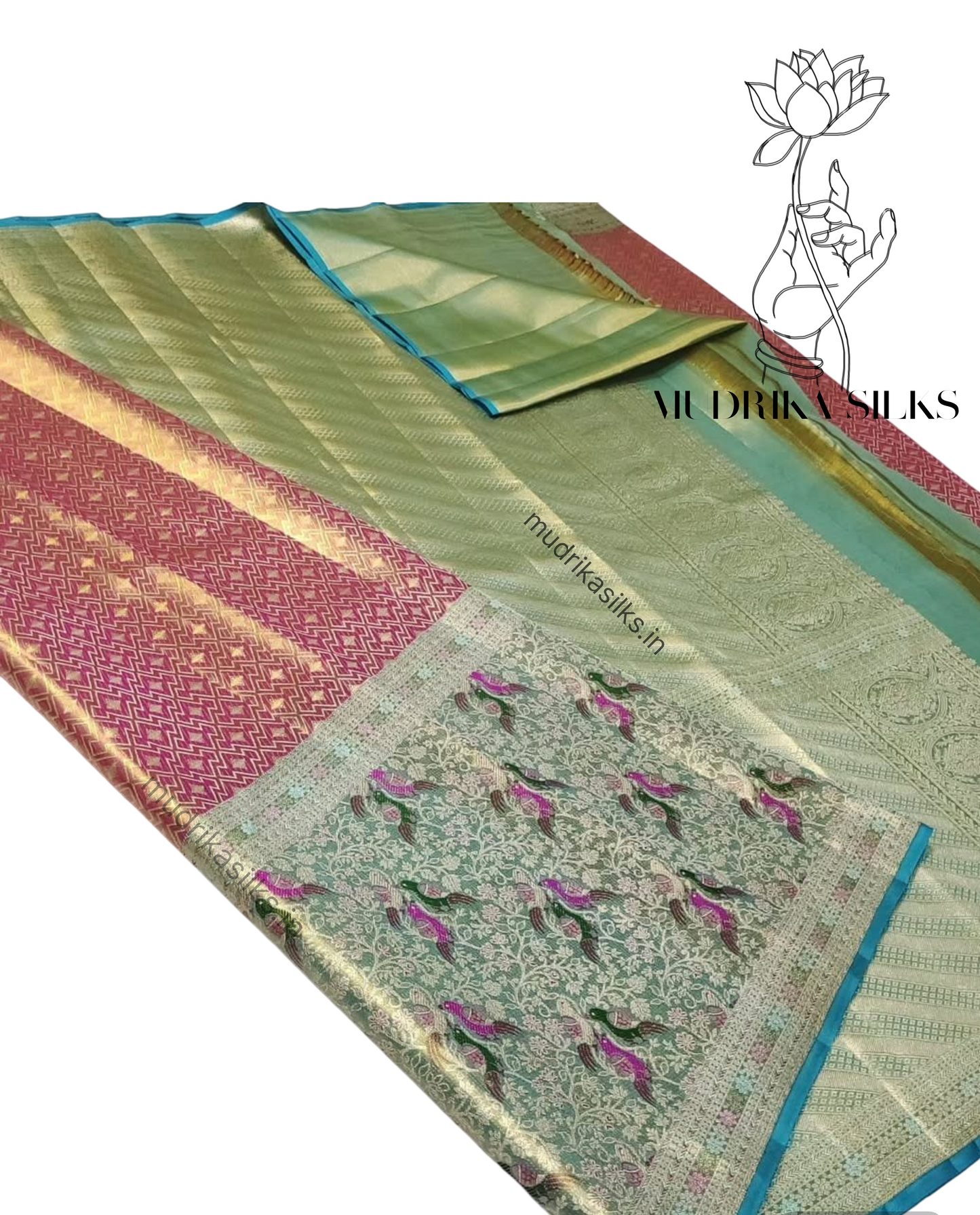 Tissue Kanchipattu Saree with Geometric Patterns