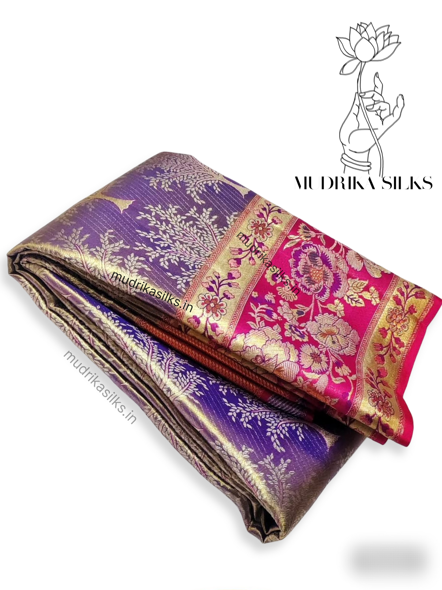 Purple Tissue Kanchipattu Saree with floral design