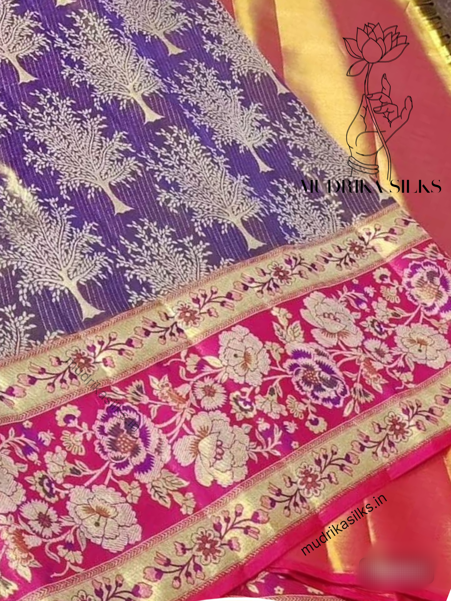 Purple Tissue Kanchipattu Saree with floral design