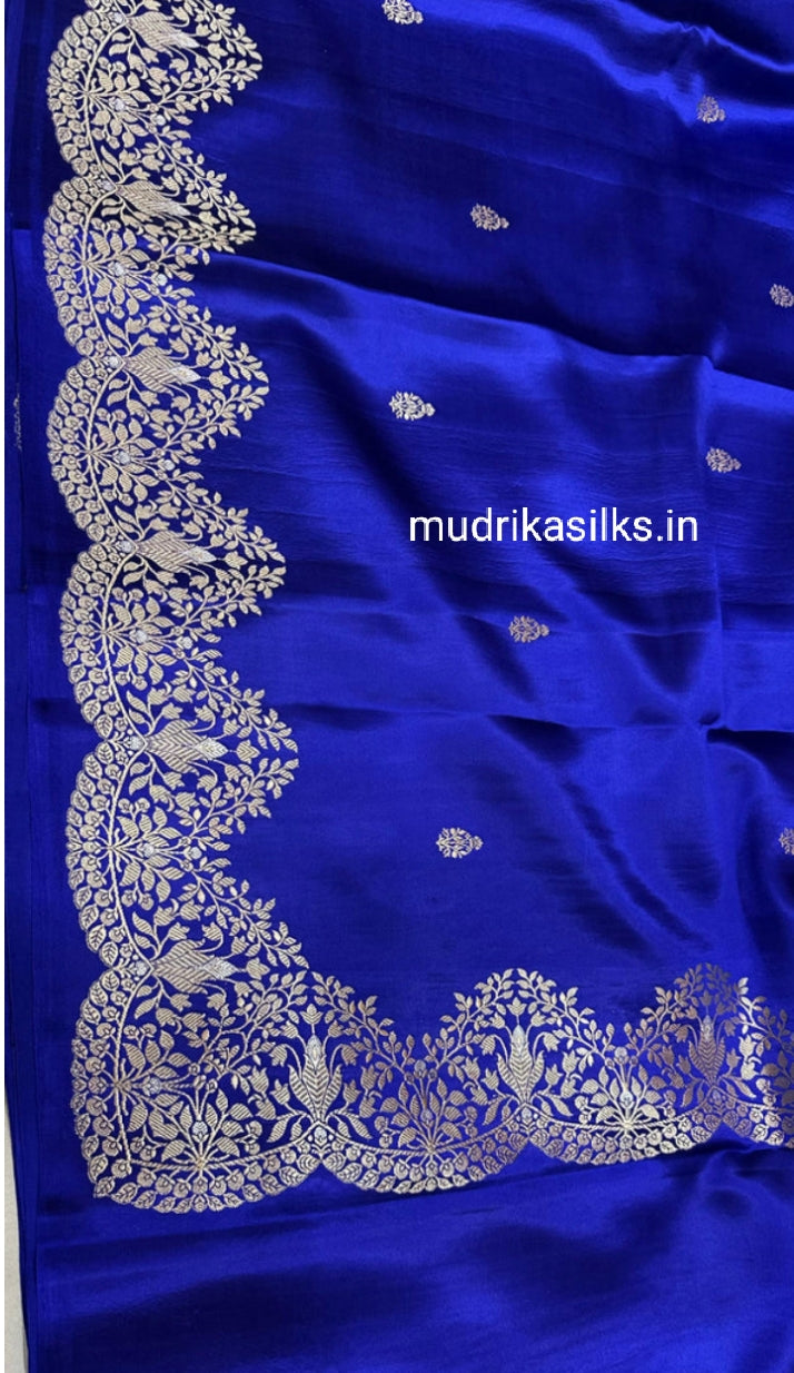 Royal blue pure benarasi silk saree