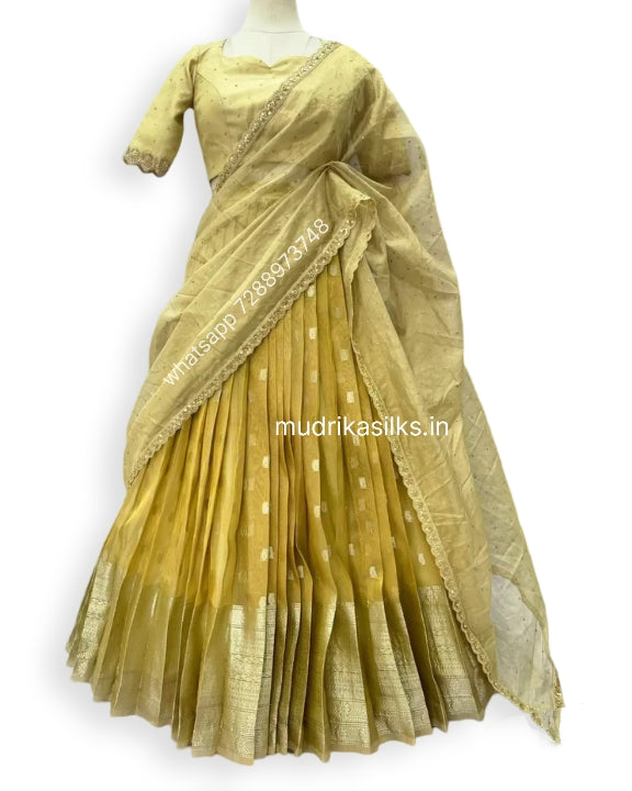 Gold tissue lehenga set