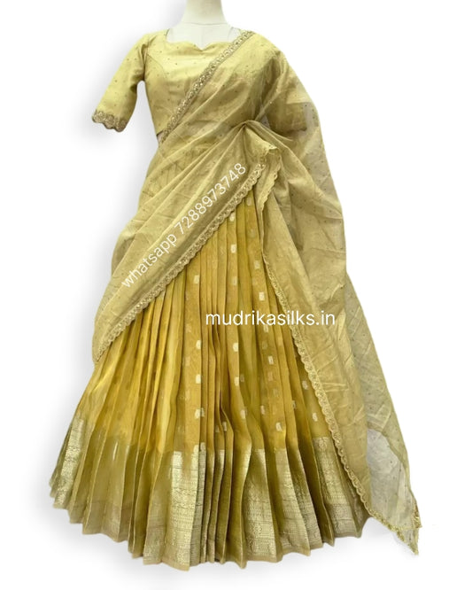 Gold tissue lehenga set