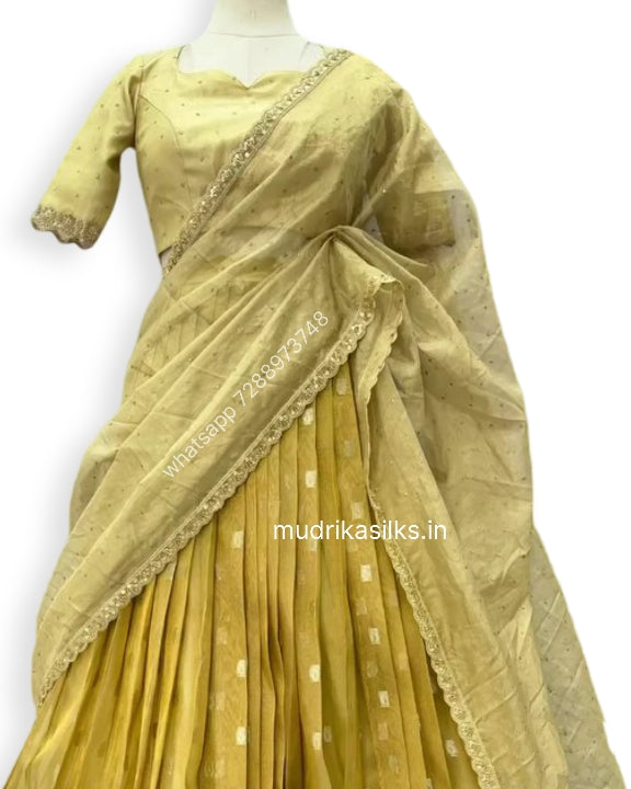 Gold tissue lehenga set