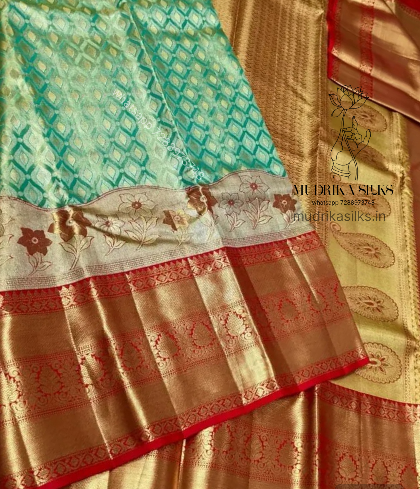 Green Kanchipattu sarees with allover design