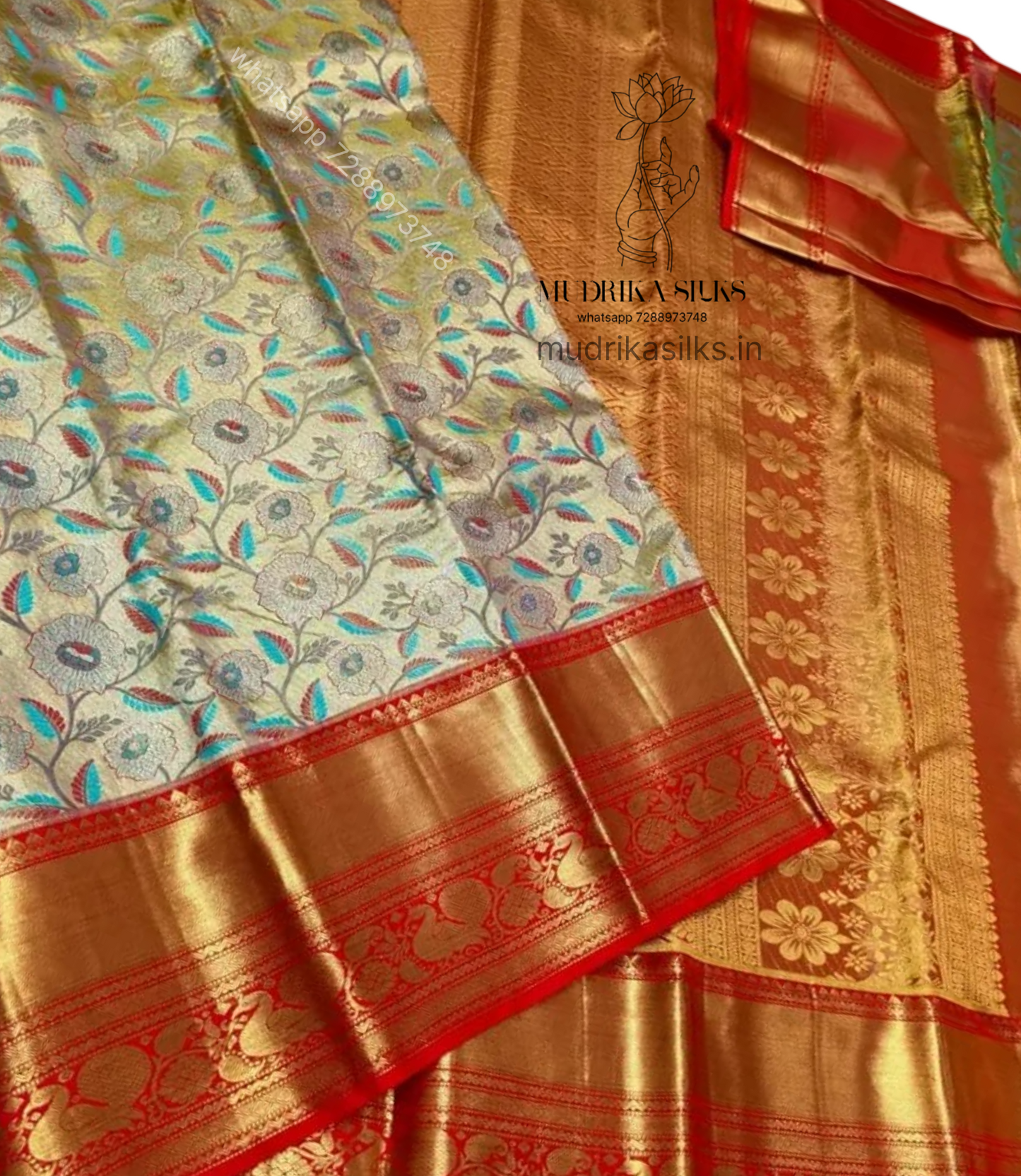 Kanchipattu saree with Kalamkari style floral design