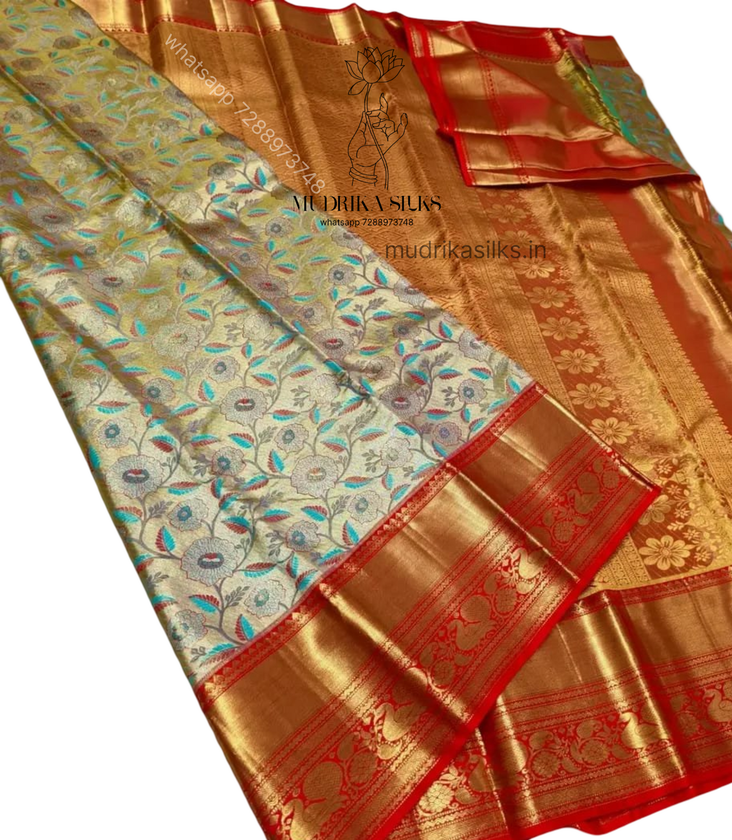 Kanchipattu saree with Kalamkari style floral design