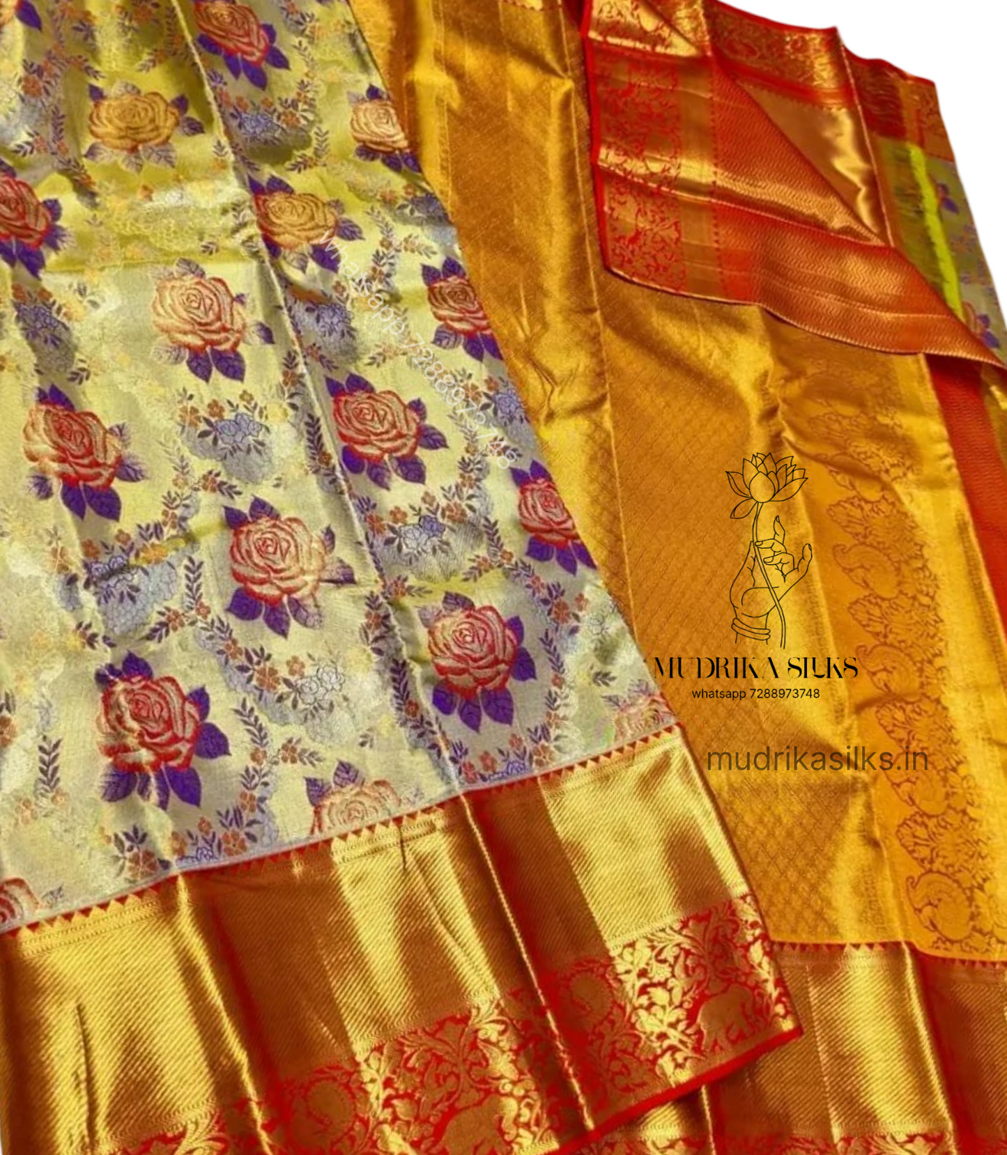 Floral Kanchipattu brocade saree