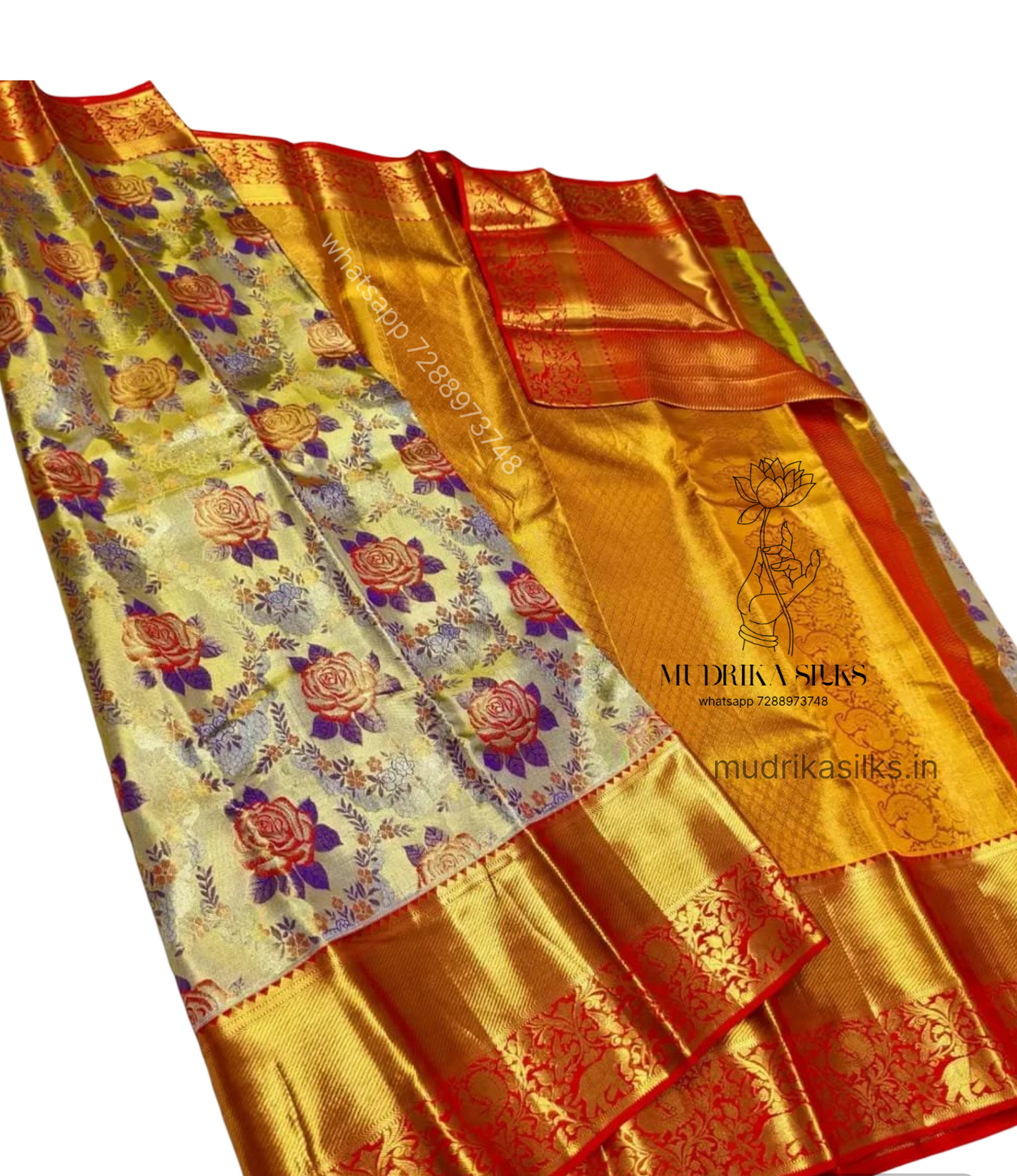 Floral Kanchipattu brocade saree