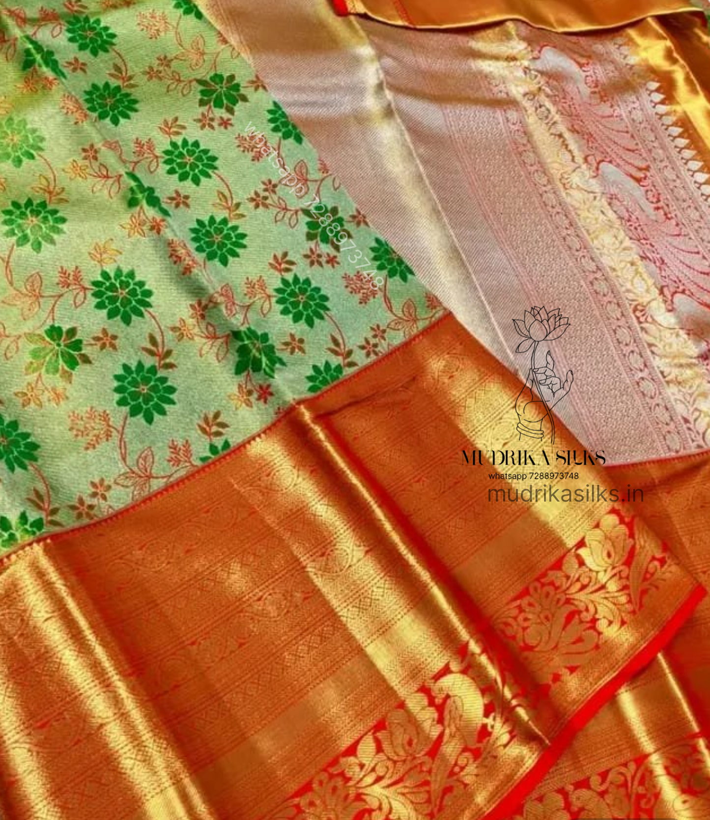 Traditional green with rich pallu