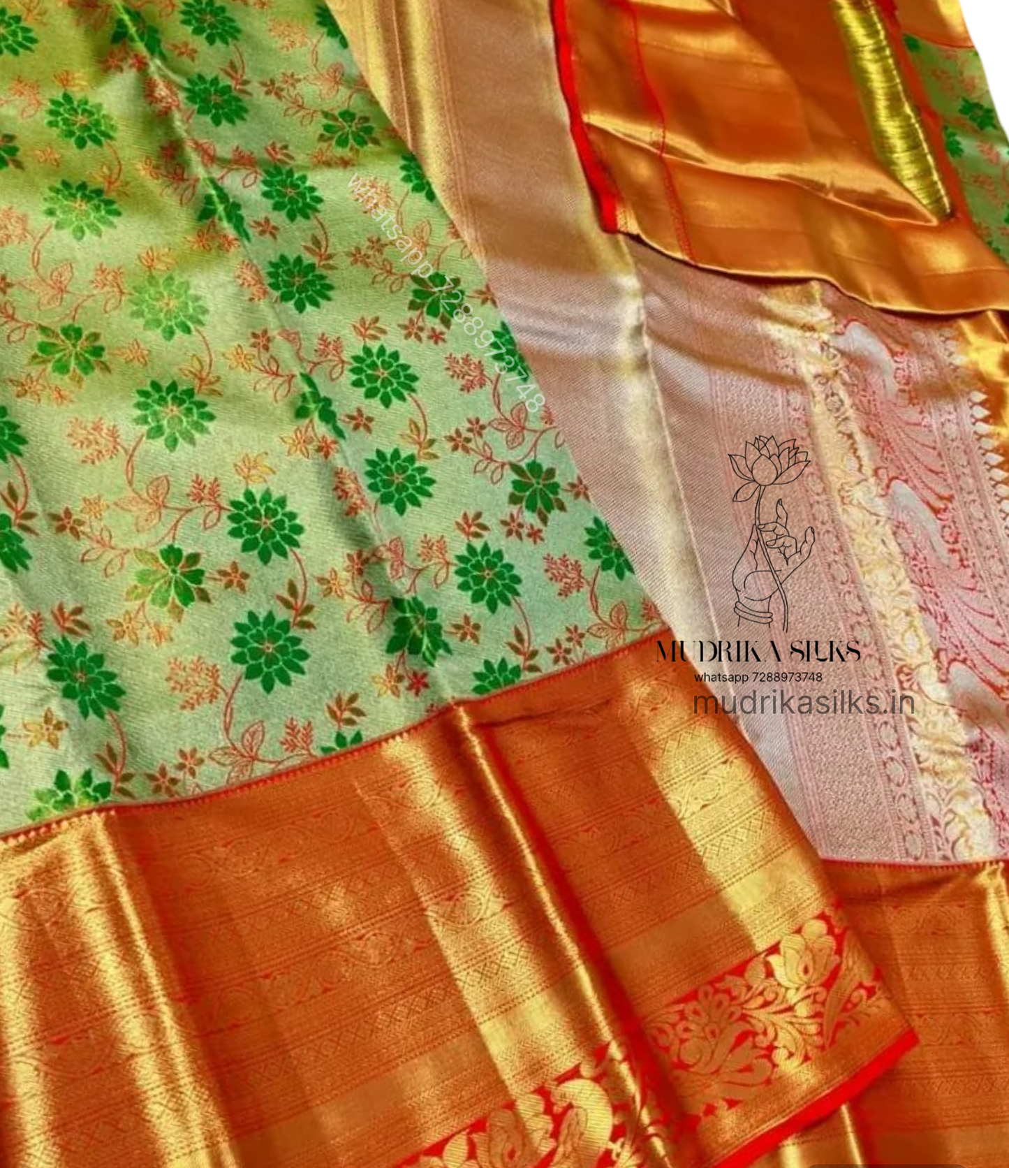 Traditional green with rich pallu