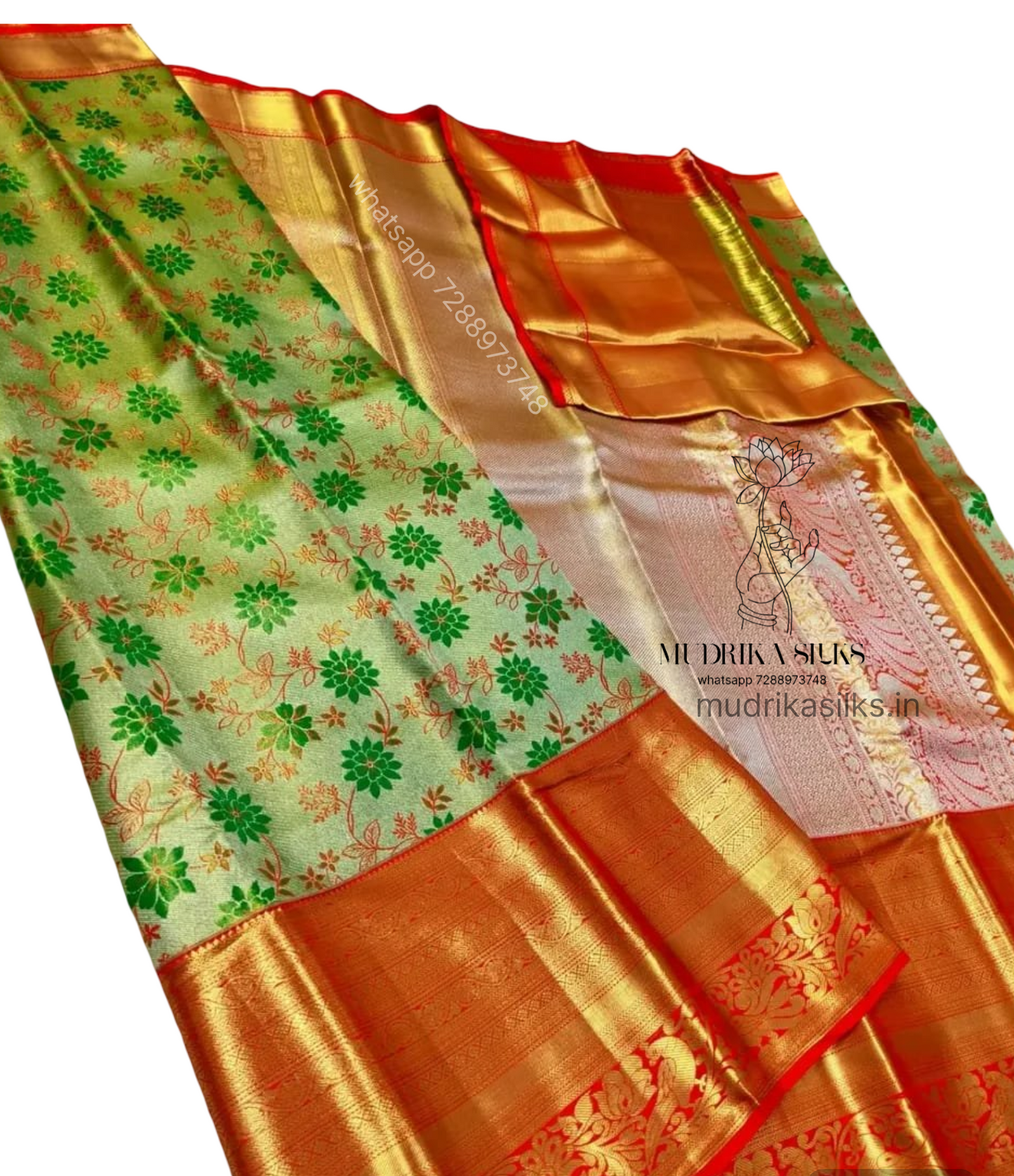 Traditional green with rich pallu