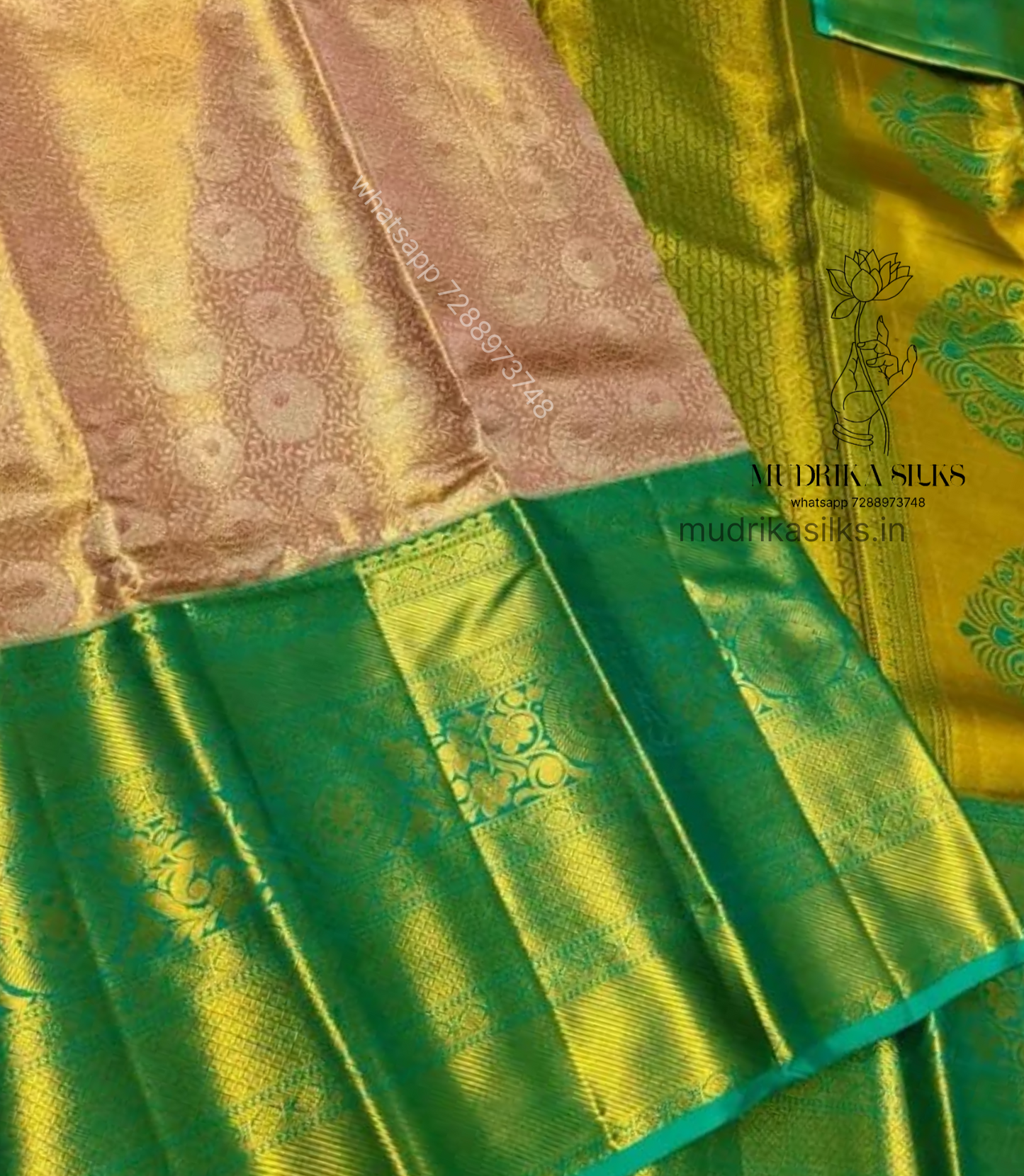 Beautiful green border with floral design allover saree