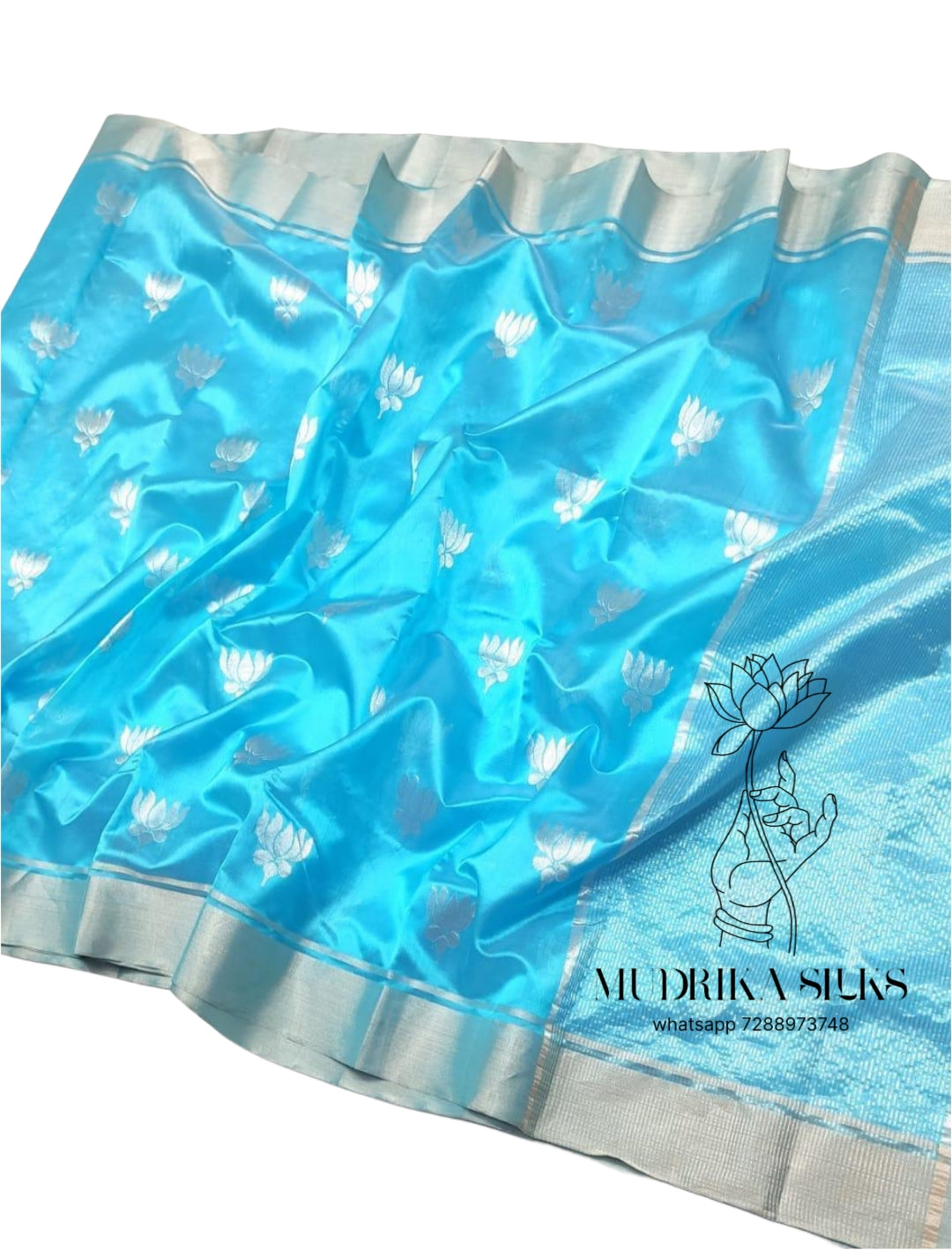Sky blue chanderi silk saree