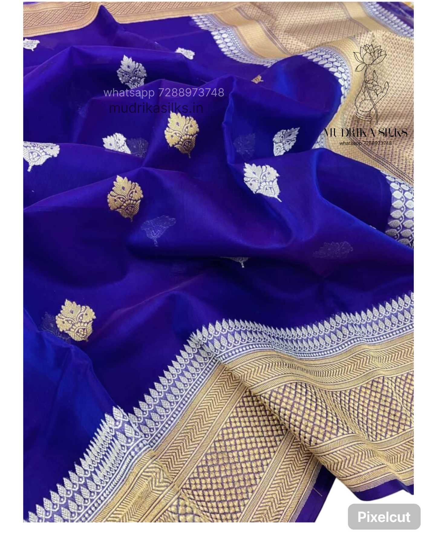 Royal blue kora organza saree
